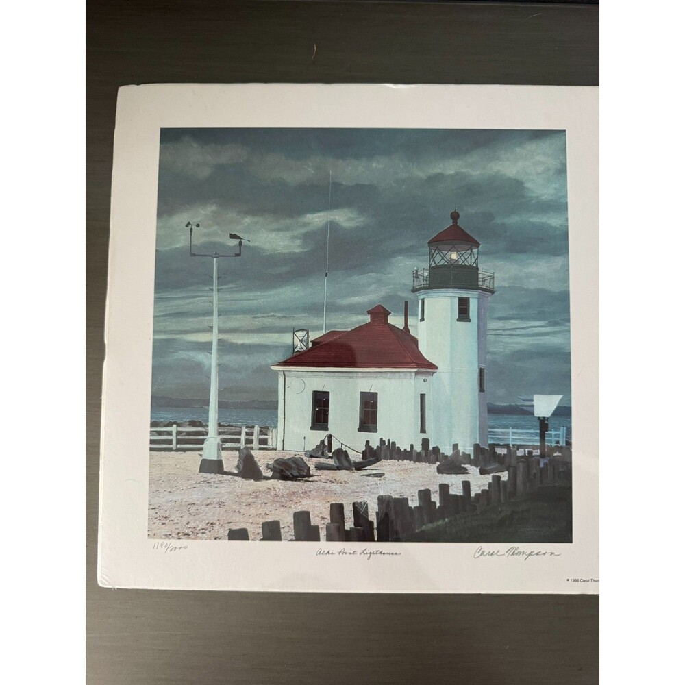 Carol Thompson Alki Point Lighthouse Signed Numbered 1190/2000 Print 1986 COA
